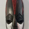Vintage AFRICAN TRIBAL MASK - Ghana - Hanging Wall Art - Hand Carved Wood and Hammered Metal - Image 4