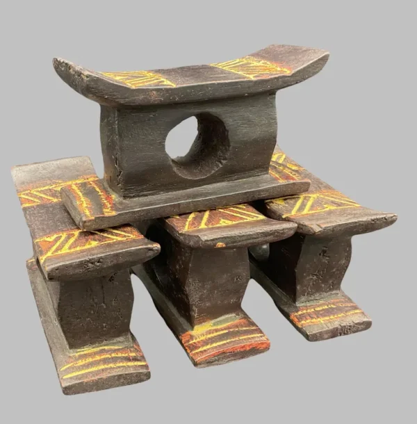 WOOD AFRICAN HEADREST/BENCH