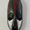 Vintage AFRICAN TRIBAL MASK - Ghana - Hanging Wall Art - Hand Carved Wood and Hammered Metal - Image 6