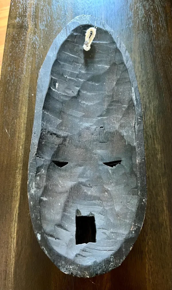 Vintage AFRICAN TRIBAL MASK - Ghana - Hanging Wall Art - Hand Carved Wood and Hammered Metal - Image 7